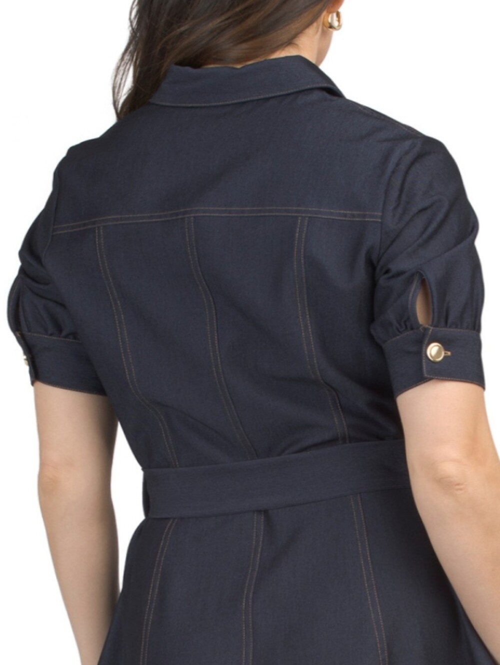 Nanette Lepore Women's Denim Short Sleeve. Denim Mini Dress - Picture 4 of 6